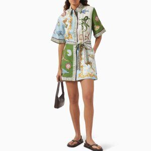 Alemais Bath House Linen Mini Dress